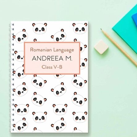 Personalised notebook with text - Cute Panda