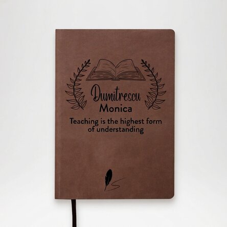 Personalised leather diary with text for teachers - The fruits of education