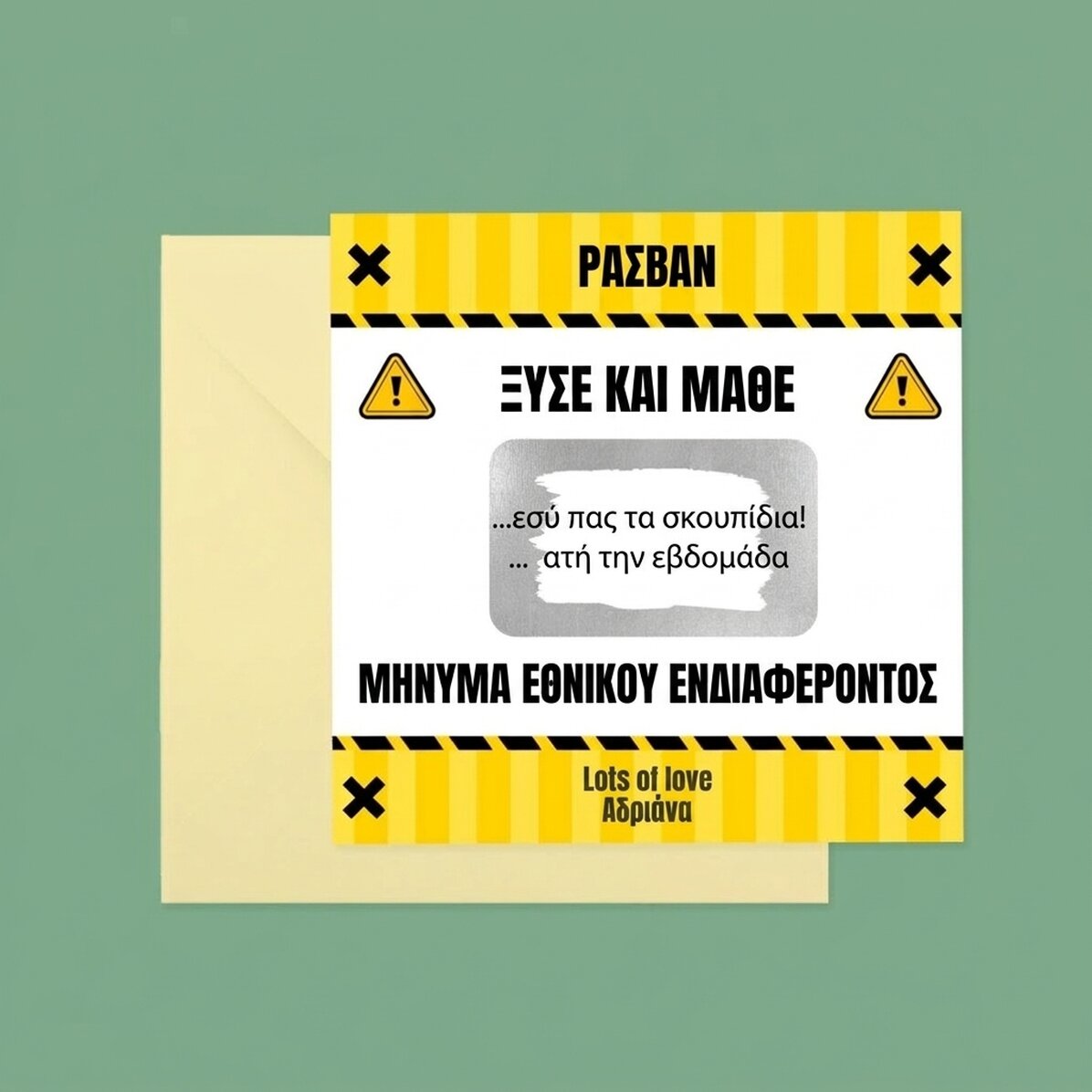 Προσωποποιημένη κάρτα ξυστό με κείμενο - Εθνικό Ενδιαφέρον