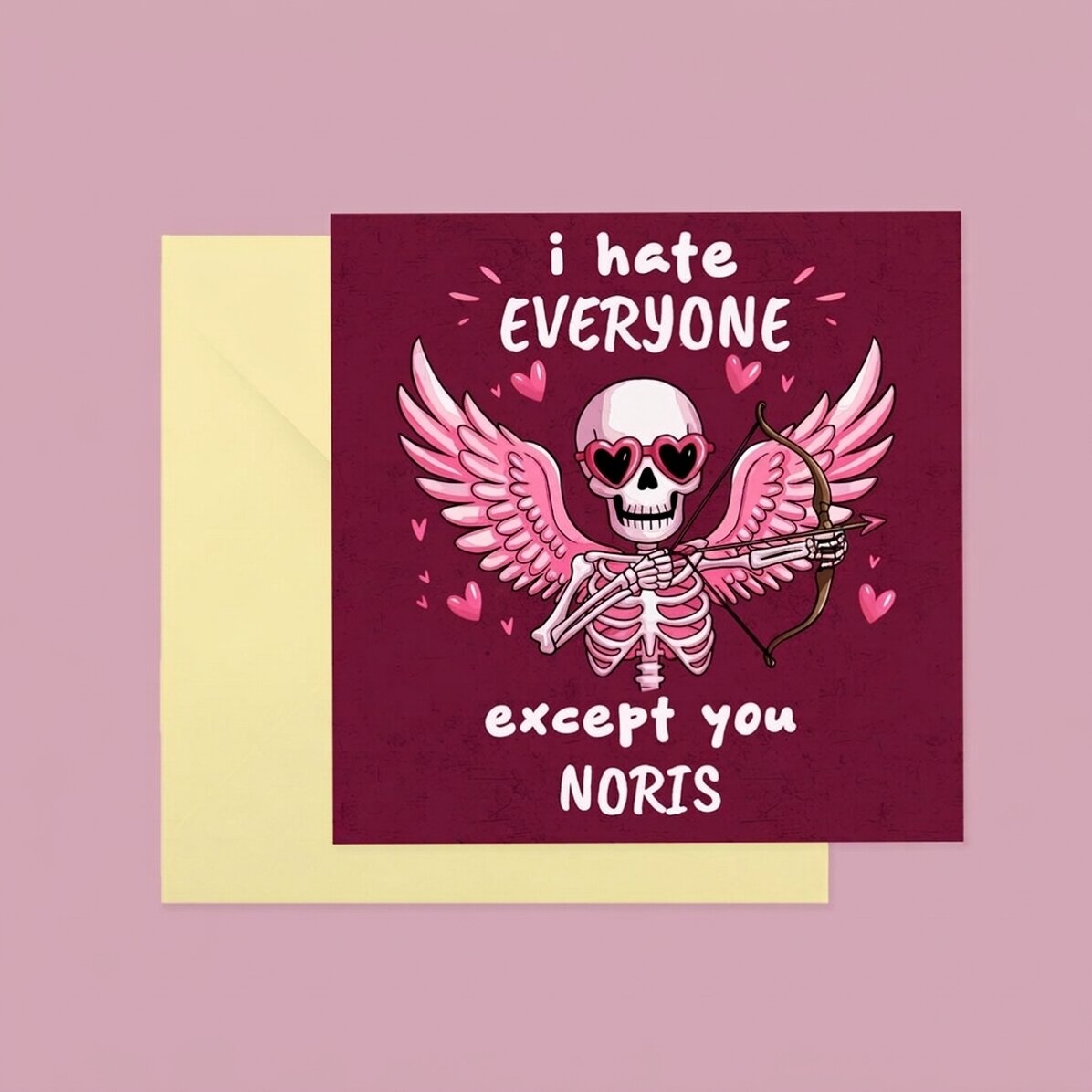 Προσαρμοσμένη τετράγωνη κάρτα με κείμενο - Hate everyone