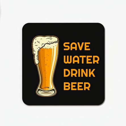 Βάση για ποτήρι με τη φράση «Save water, drink beer»