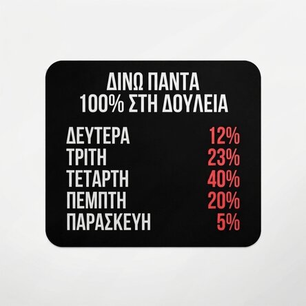 Μαξιλαράκι ποντικιού με κείμενο - 100% at work
