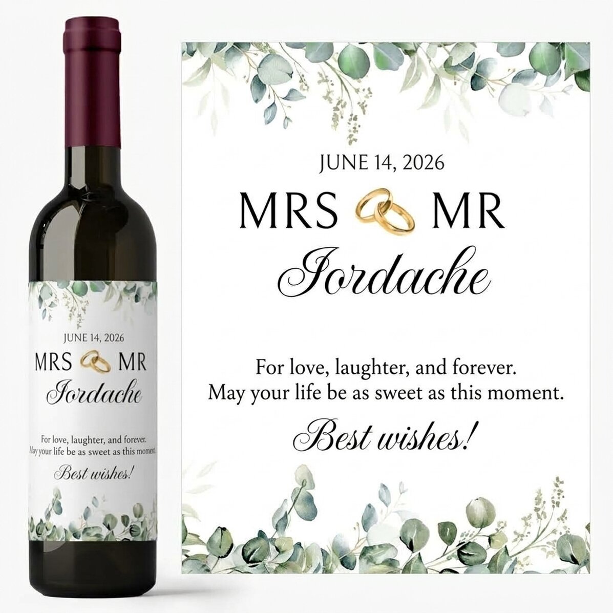 Προσωποποιημένο κρασί με μήνυμα - Mrs & Mr