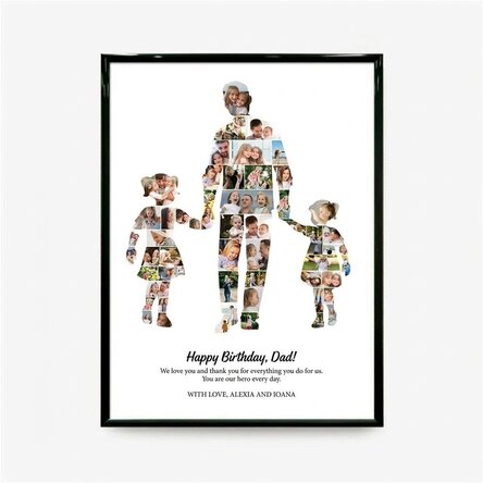 Personalised canvas print with text and 54 photos – Dad, 2 daughters