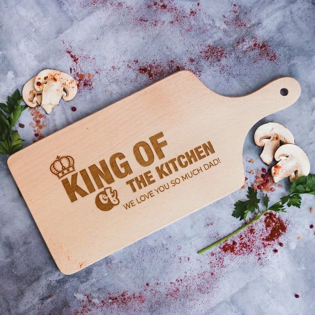 Customised chopping board - King Of The Kitchen