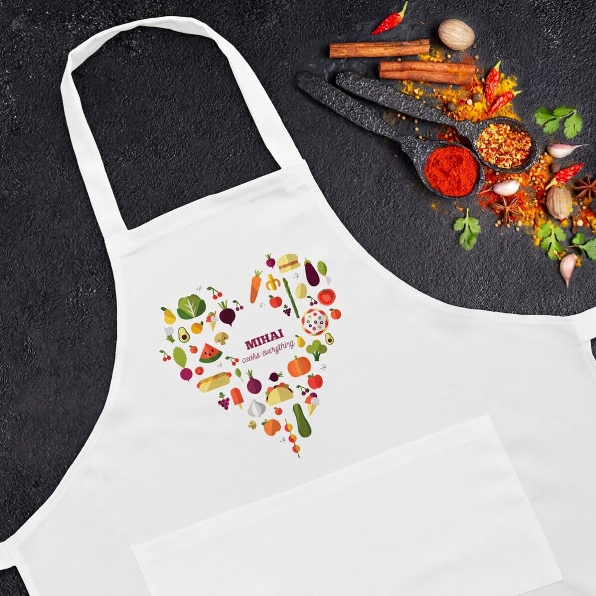 Προσαρμοσμένη τσάντα με κείμενο – μοντέλο «heart food»