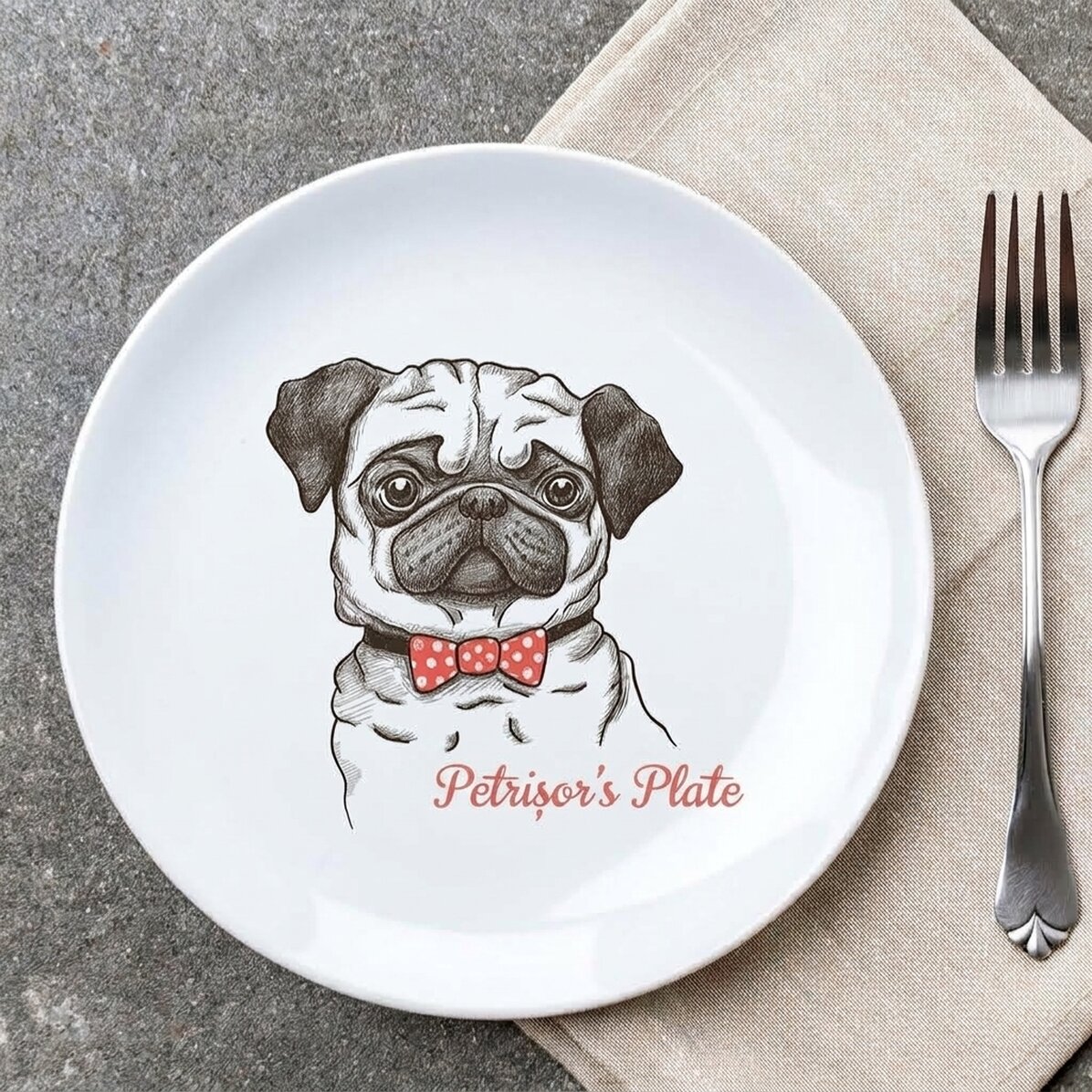 Προσωποποιημένο πιάτο με κείμενο - Pug life