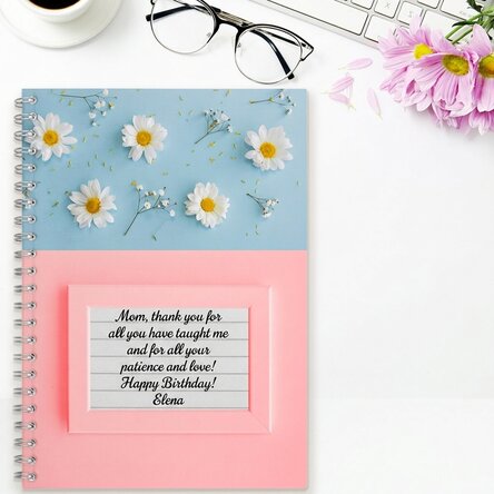 Personalised notebook with text - Daisies