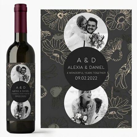 Personalised wine with text and 2 photos - Anniversary