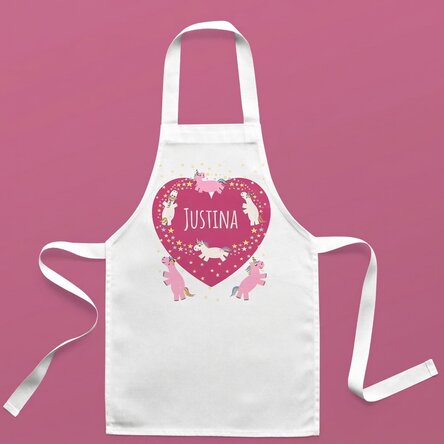 Personalised children's apron with text - Unicorns