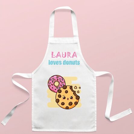 Personalised children's apron with text - Donut lovers