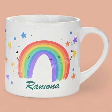 Personalised children's mug with text - Rainbow