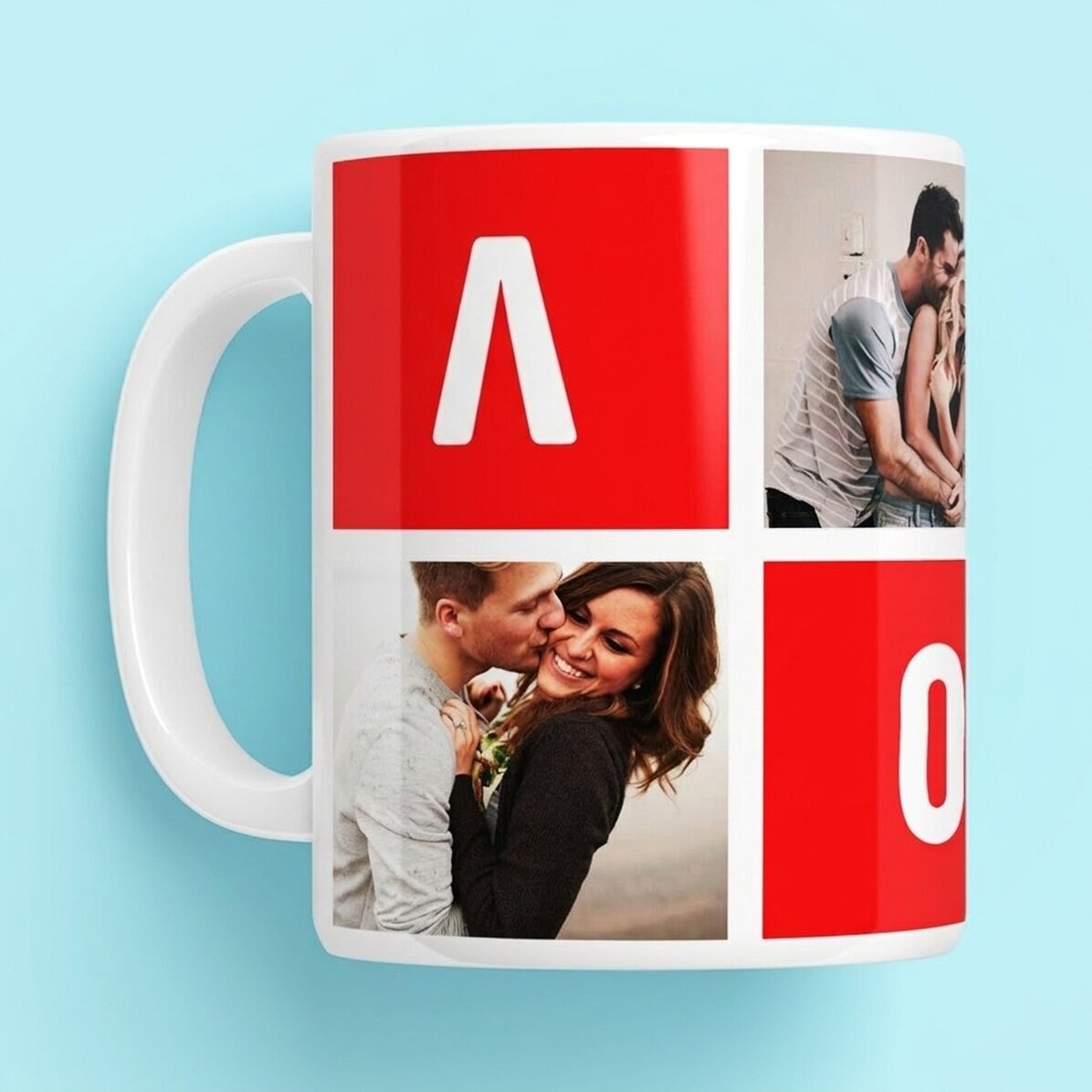 Προσωποποιημένο κύπελλο με 4 φωτογραφίες «love»