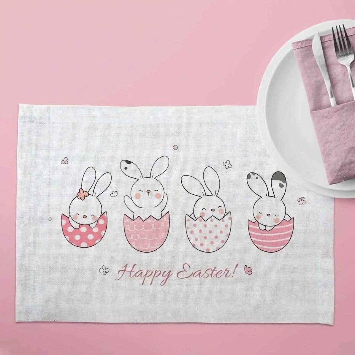 Προσαρμοσμένη βάση για πιάτο - Happy bunnies