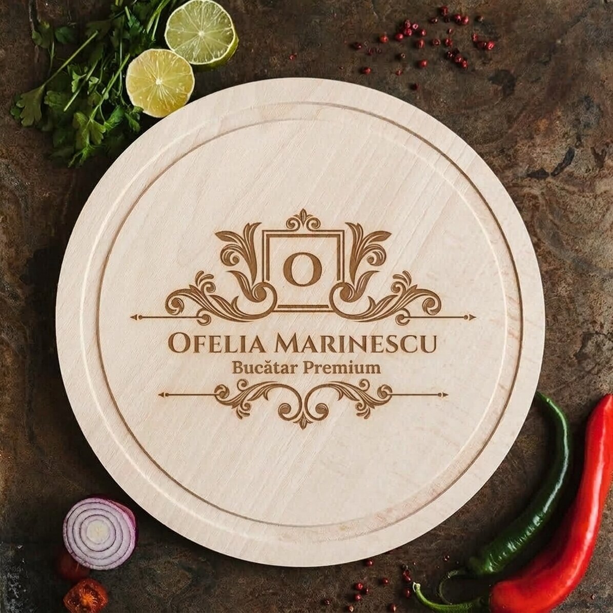 Προσαρμοσμένο στρογγυλό ξύλο κοπής - Premium Chef