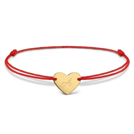 Personalised cord bracelet - heart 12x10 mm - 925 silver - initial model 5