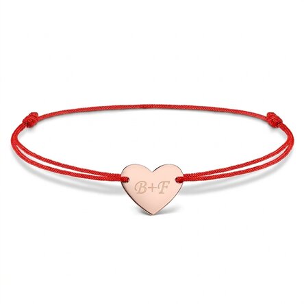 Personalised cord bracelet - heart 12x10 mm - 925 silver - You and Me model 2