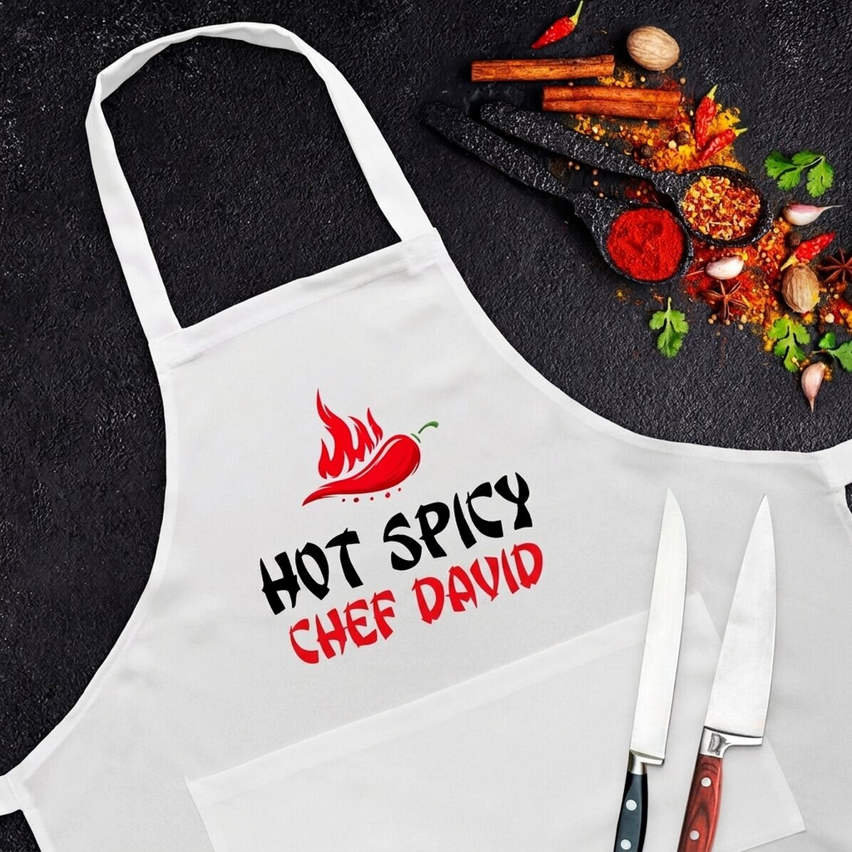 Customised apron with text - Spicy
