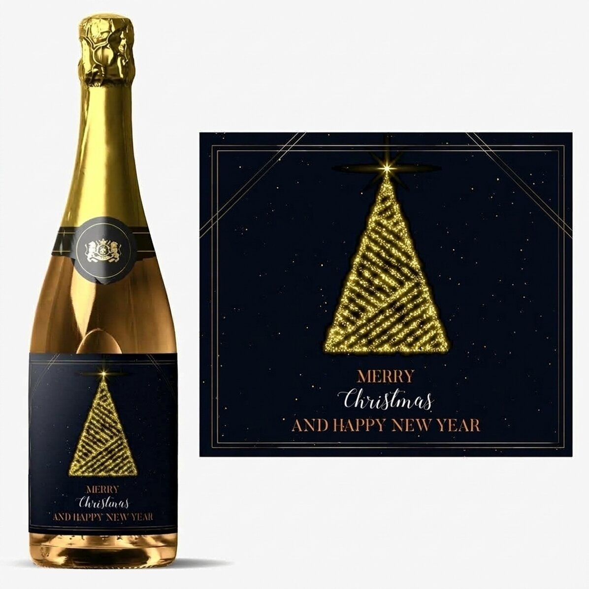 Προσωποποιημένο αφρώδες κρασί με κείμενο - Christmas Tree