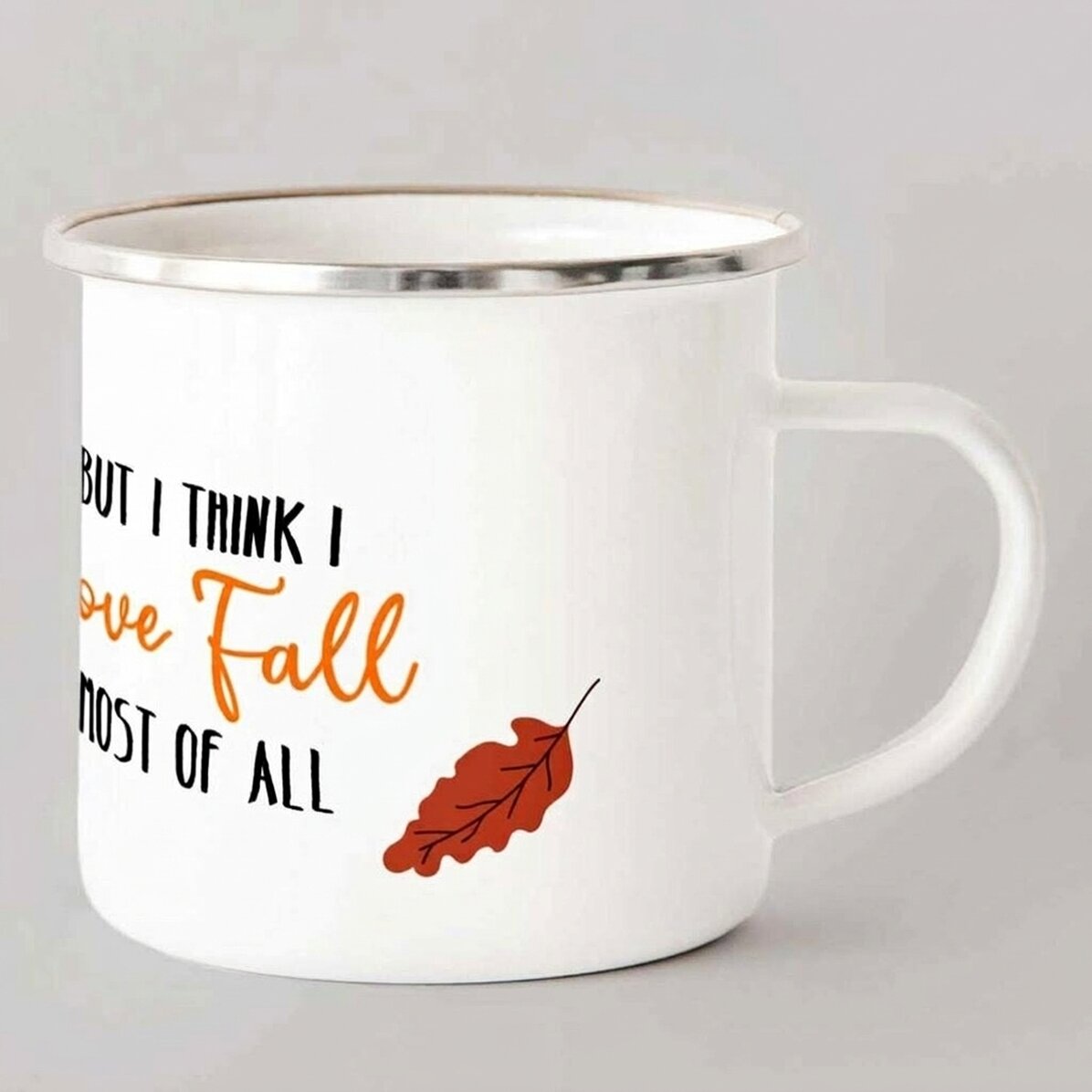 Μεταλλικό εμαγιέ κύπελλο με τη φράση «I love fall»