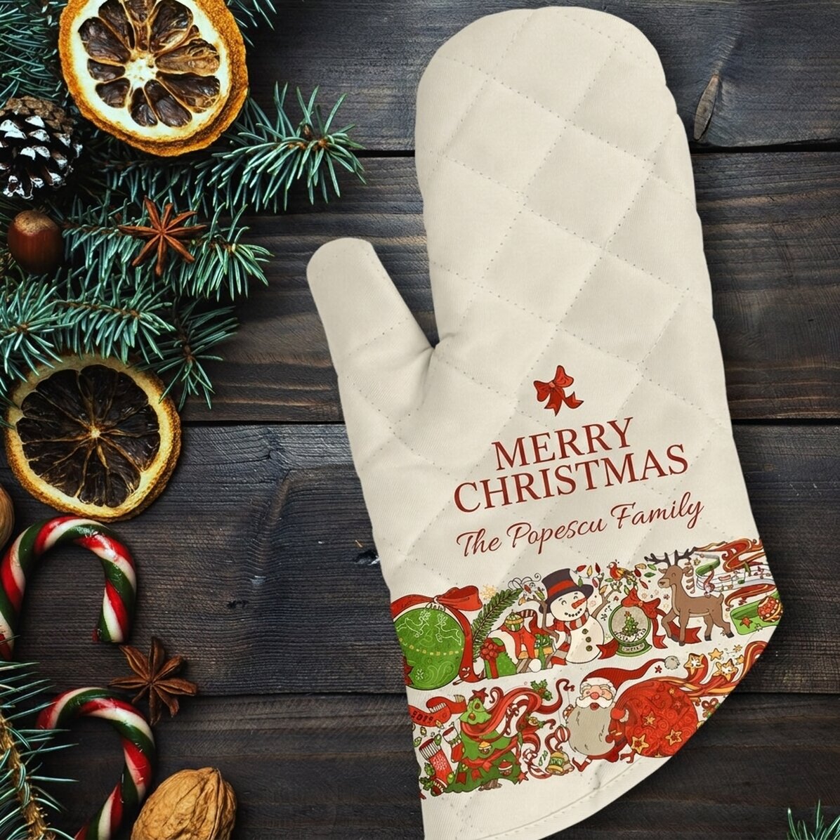 Προσαρμοσμένο γάντι κουζίνας με κείμενο - Traditional Christmas