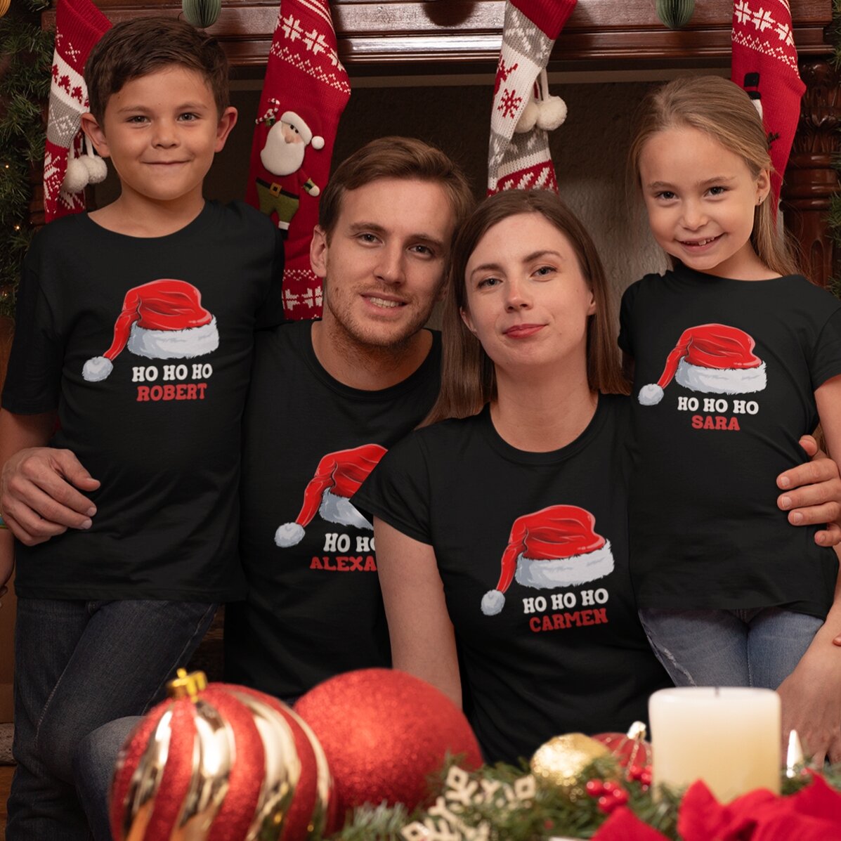 Personalised cotton T-shirt for children with text - Christmas