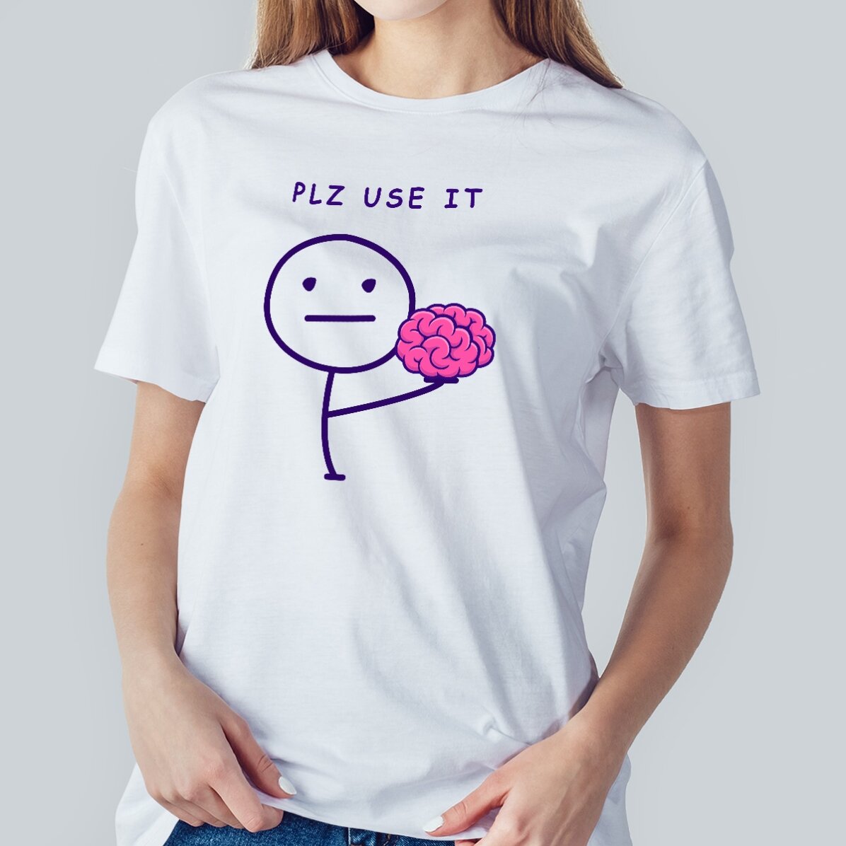 Custom cotton T-shirt with text - Brain
