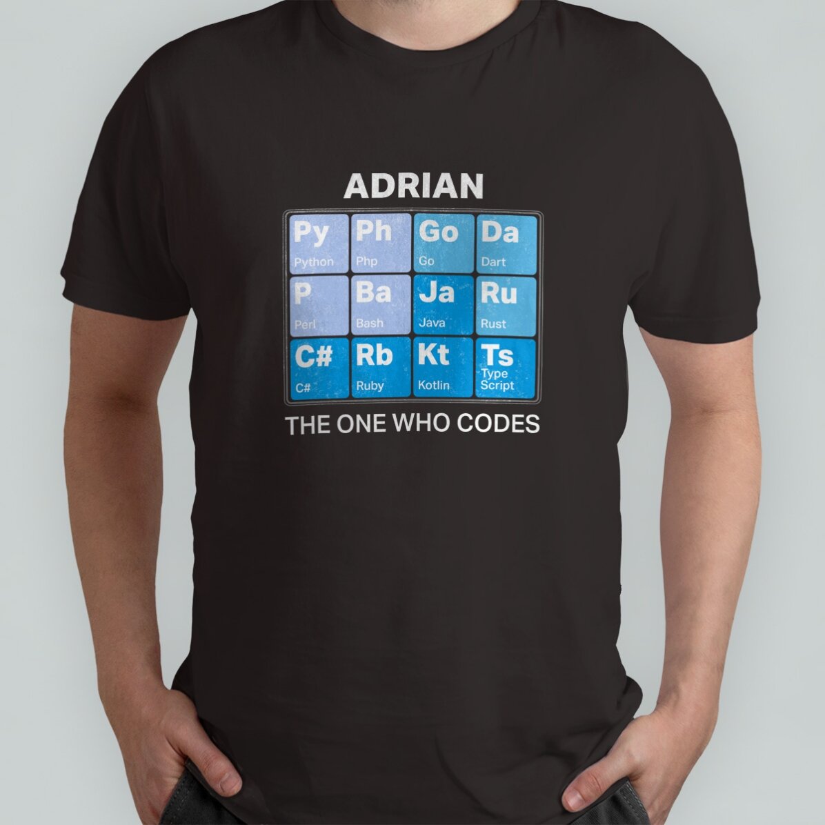 Custom cotton T-shirt with text - Developer periodic table