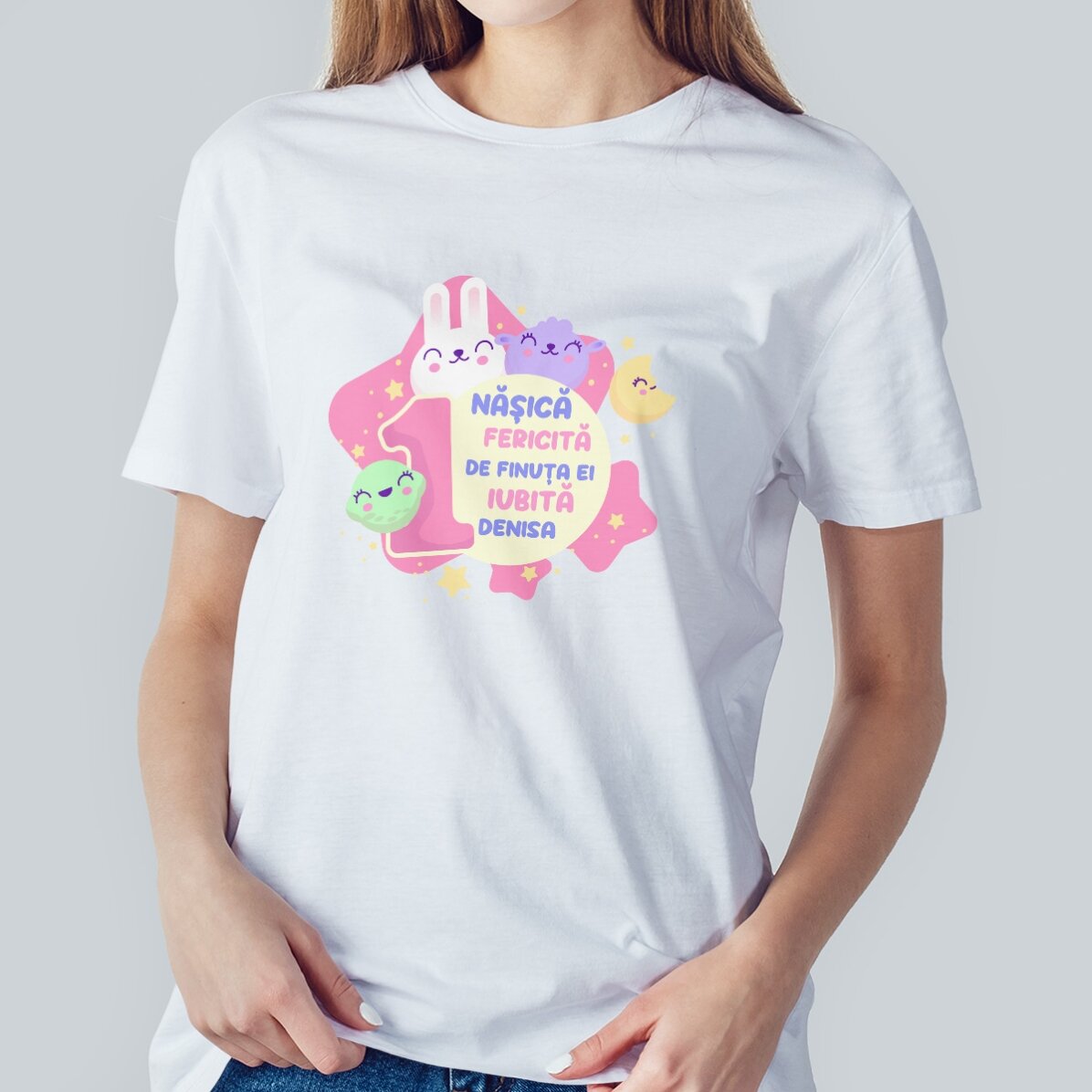 Personalised cotton T-shirt with text (girls