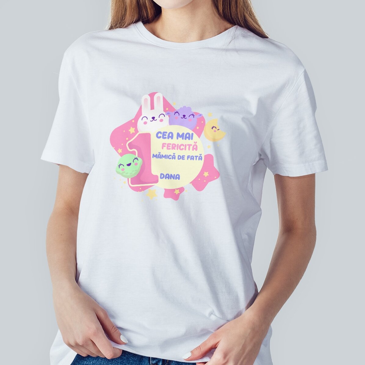 Personalised cotton T-shirt with text (girls