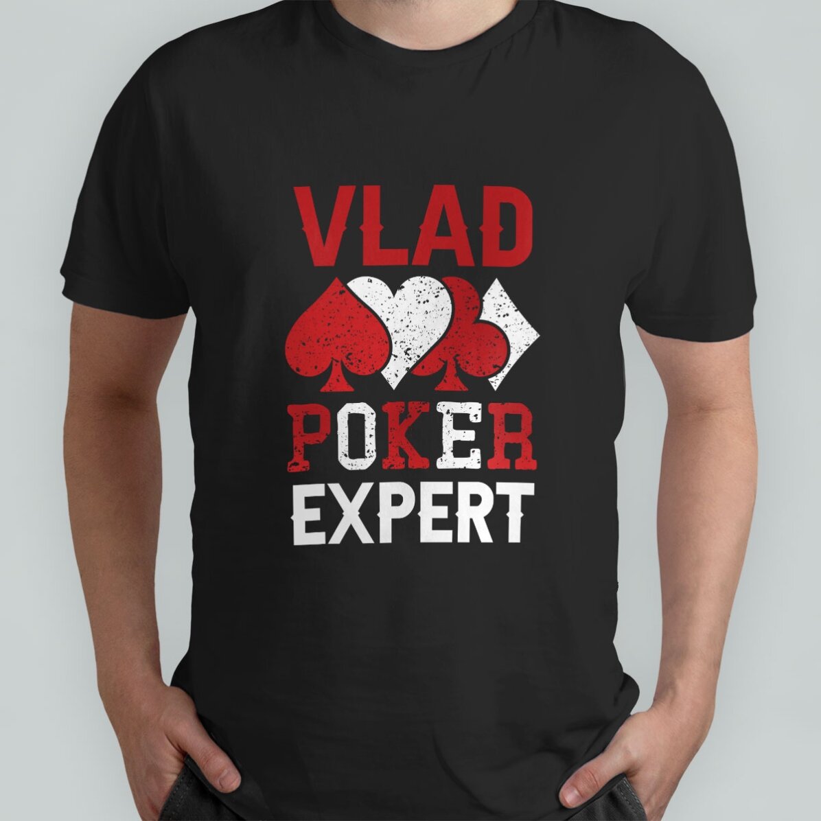 Custom cotton T-shirt with text - Poker expert
