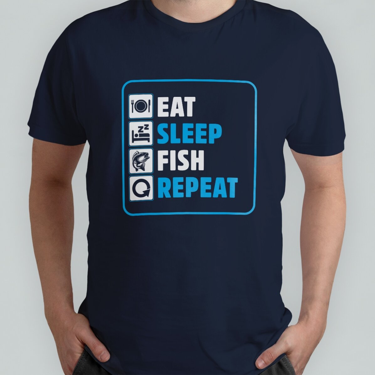 Προσαρμοσμένο μπλουζάκι με κείμενο - Eat sleep fish repeat