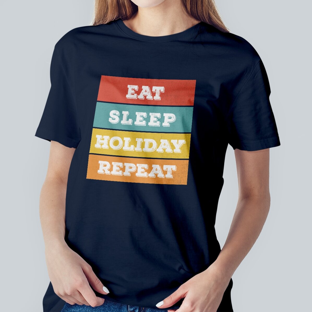Προσαρμοσμένο μπλουζάκι με κείμενο - Eat. Sleep...