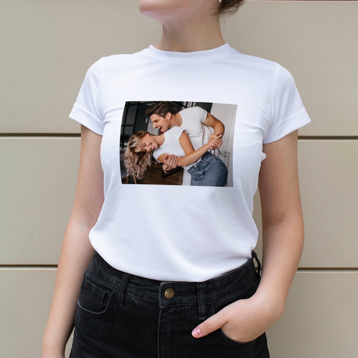 Personalised sports T-shirt with landscape photo