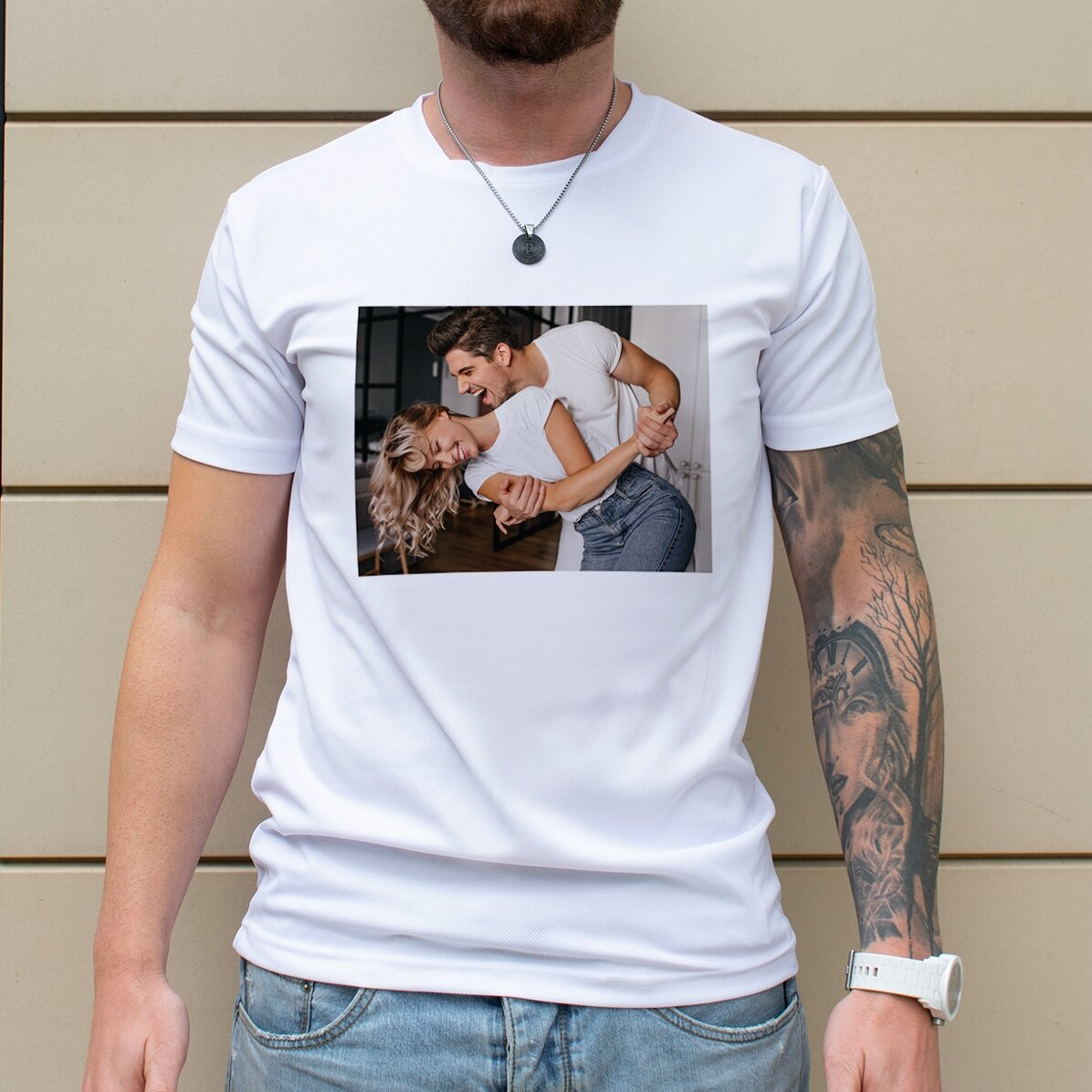 Personalised sports T-shirt with landscape photo