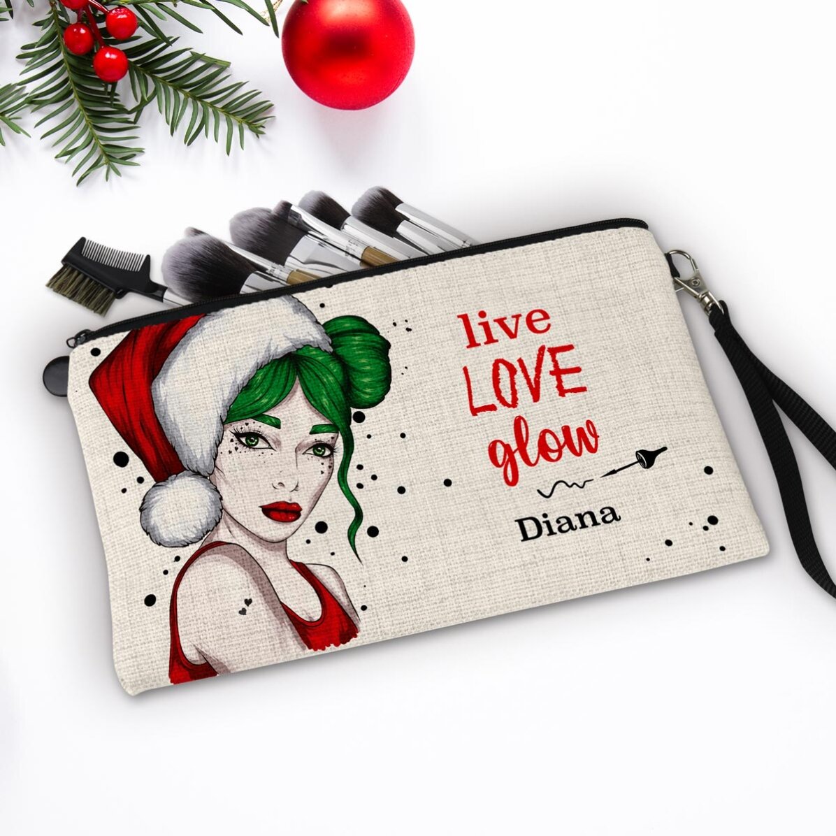 Προσαρμοσμένο σετ μακιγιάζ με τη φράση «Live Love Glow»