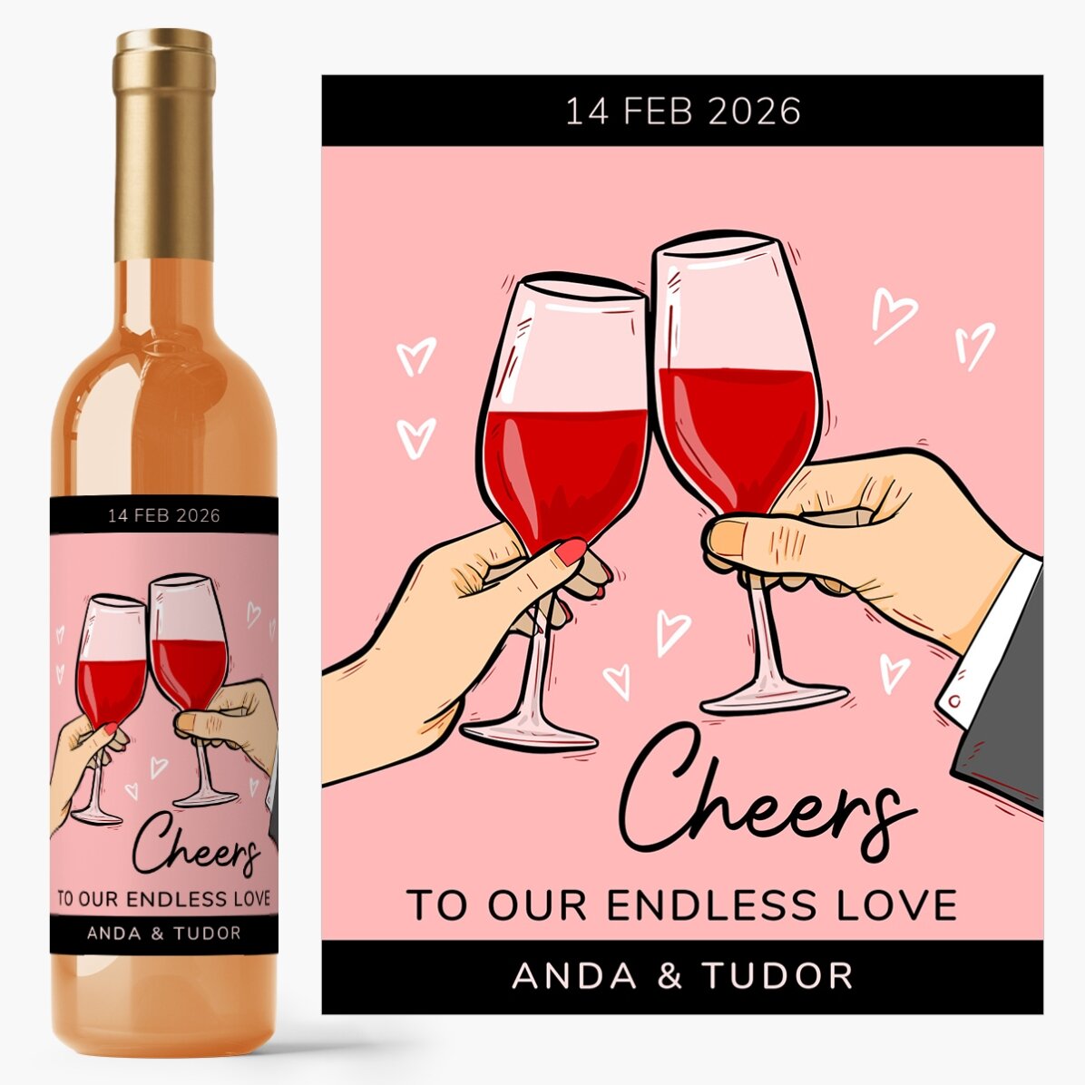Προσωποποιημένο κρασί με κείμενο - Cheers to our love