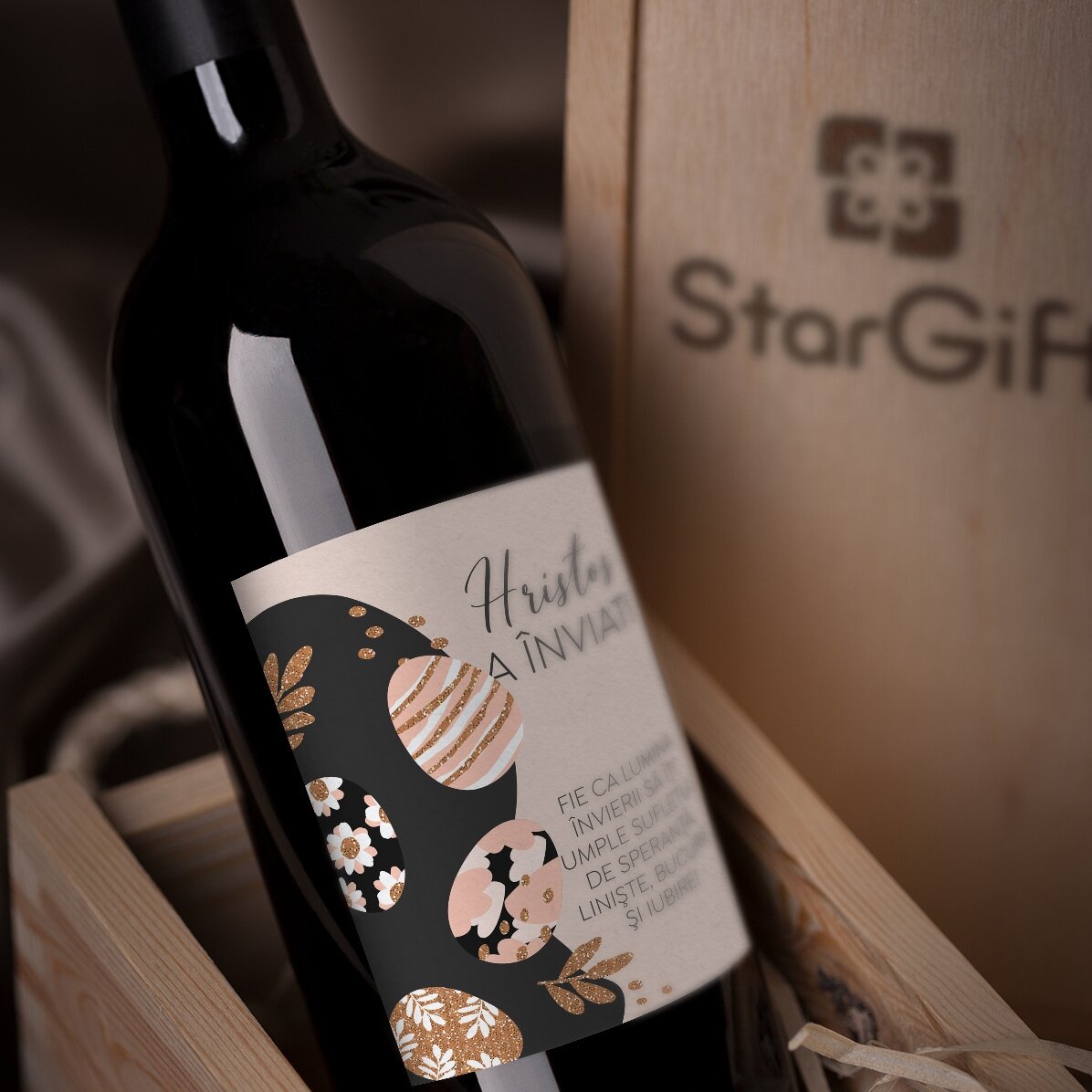 Personalised wine with text - Easter eggs