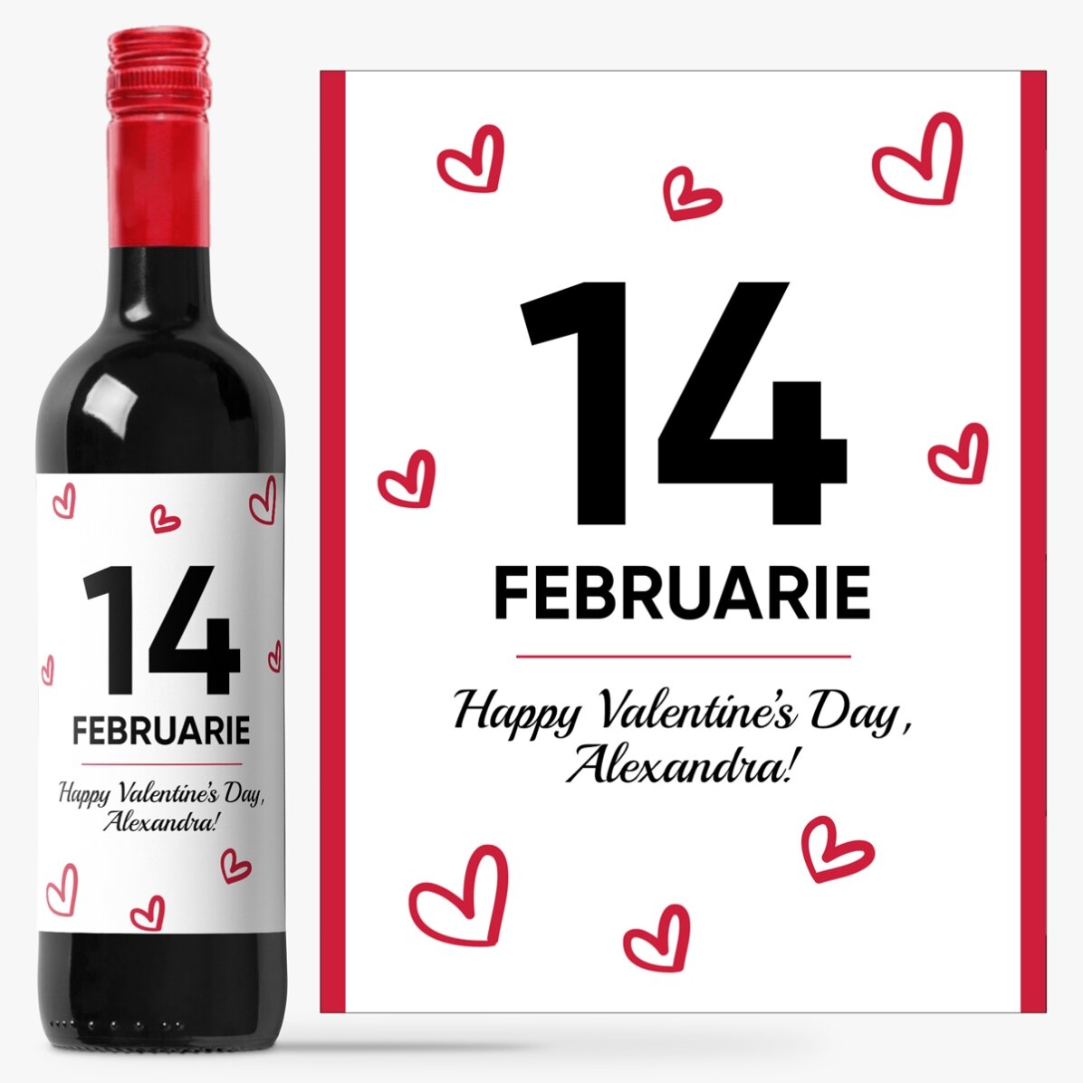 Personalised wine with text - Hearts