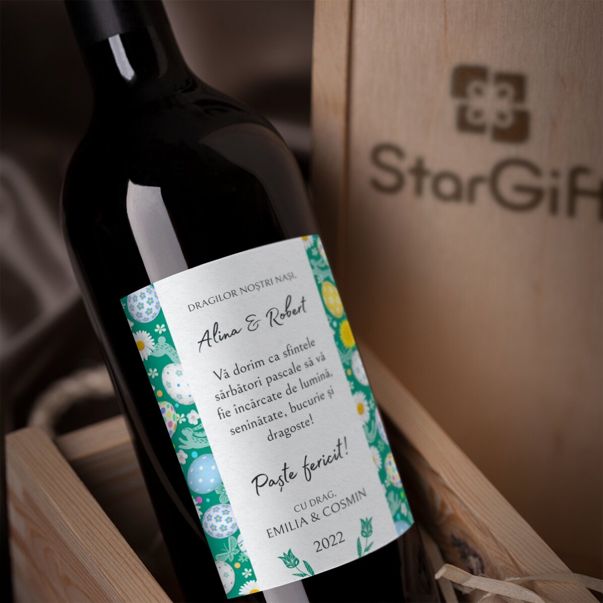 Personalised wine with text - Easter message