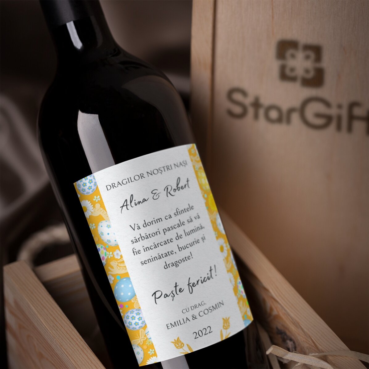 Personalised wine with text - Easter message