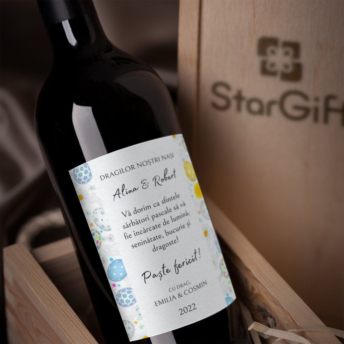 Personalised wine with text - Easter message