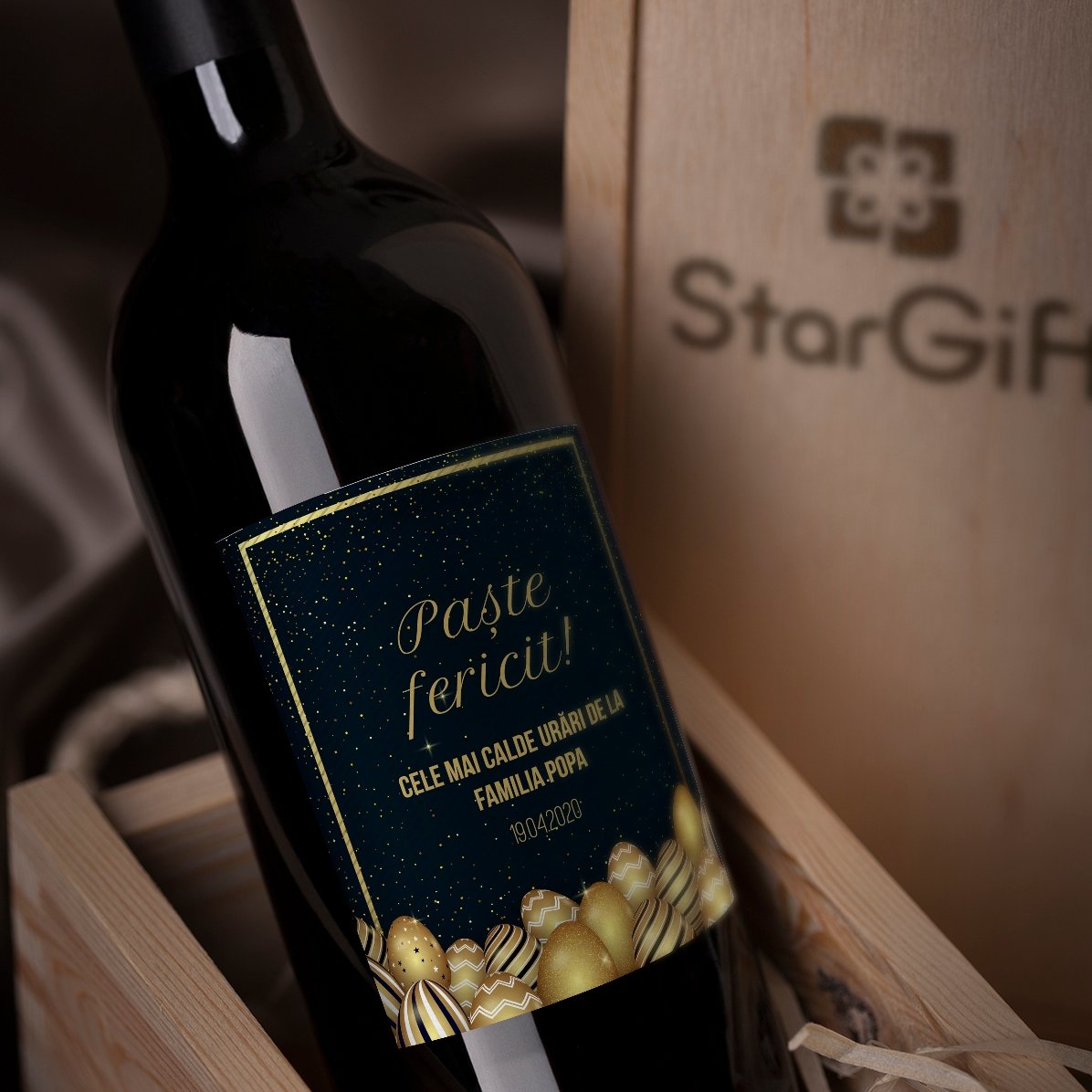 Personalised wine with text for Easter