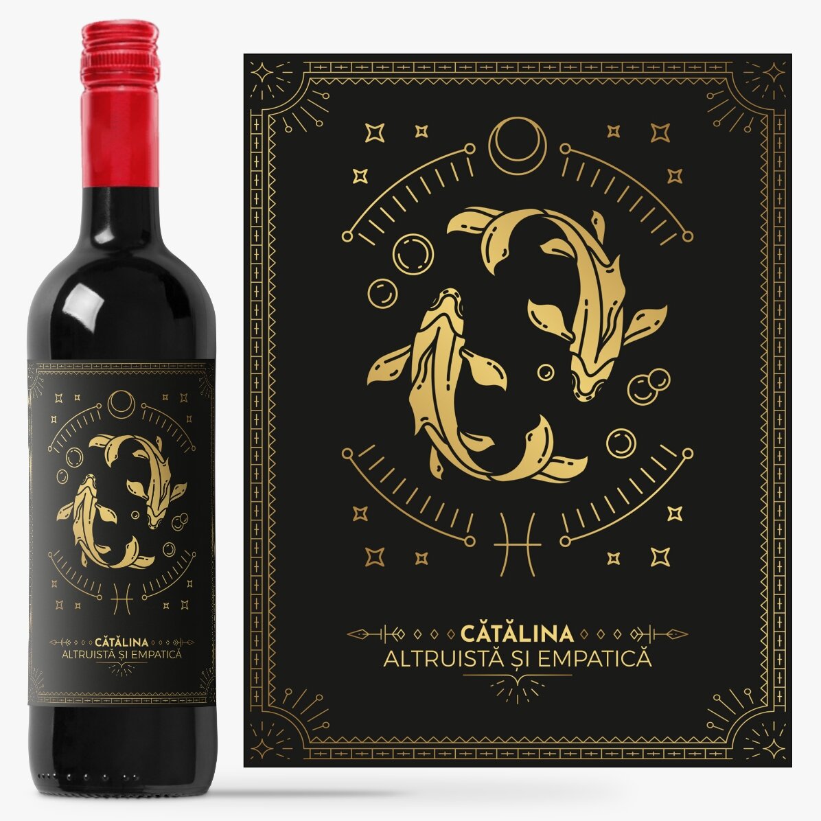 Personalised wine with text and zodiac sign - Pisces