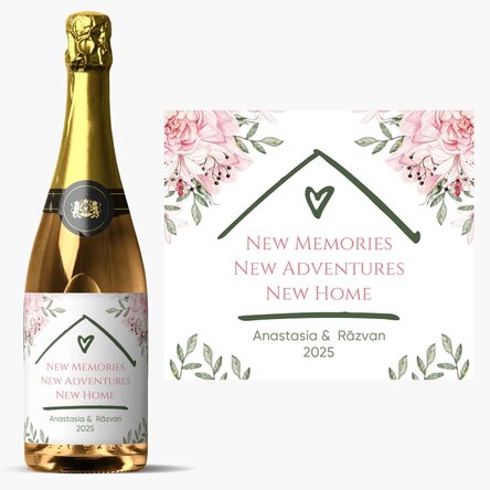 Personalised sparkling wine with message - New Home