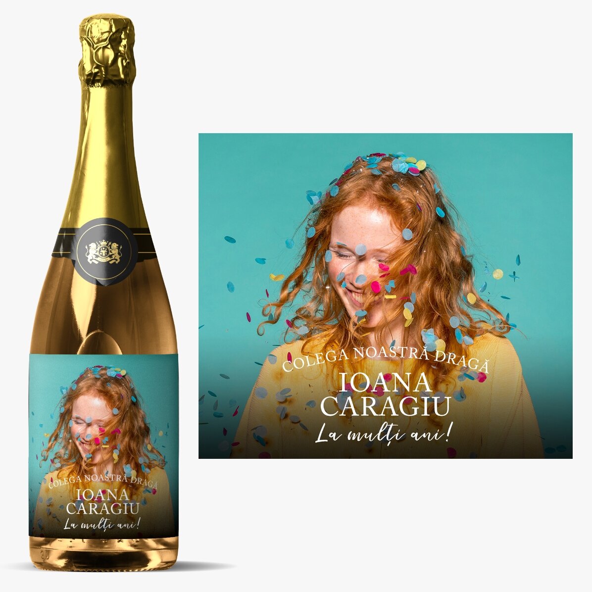 Personalised sparkling wine with photo and text - Precious moments