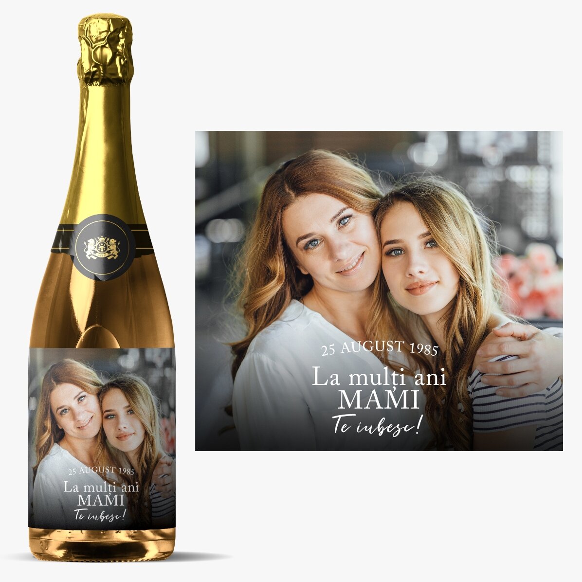 Personalised sparkling wine with photo and text - Precious moments
