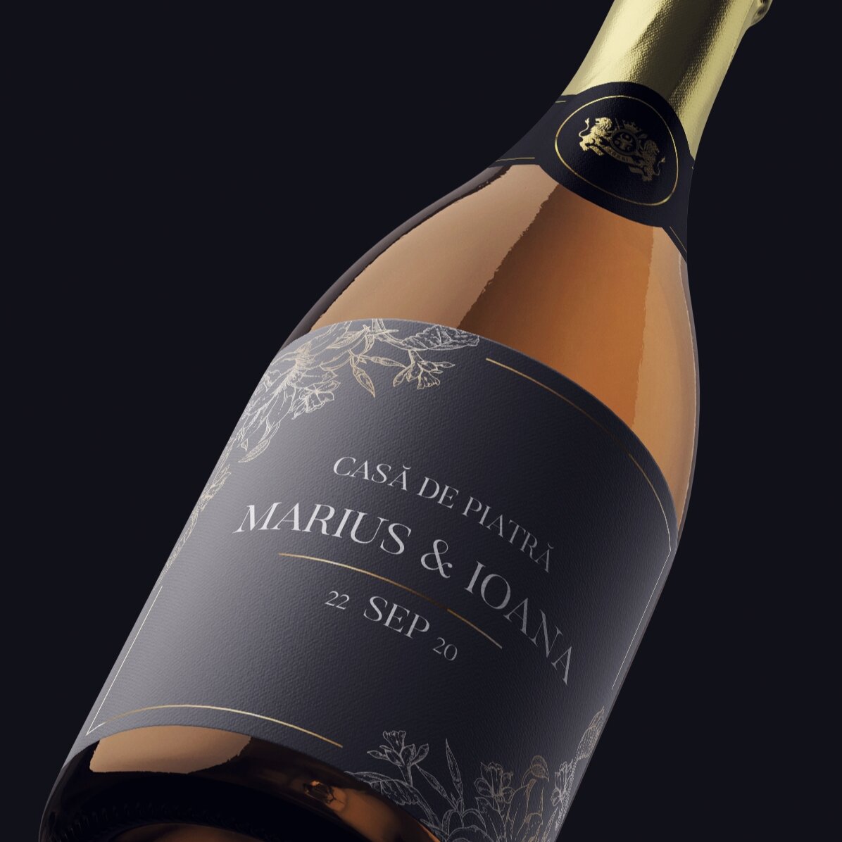 Personalised sparkling wine with text - Casa de piatra