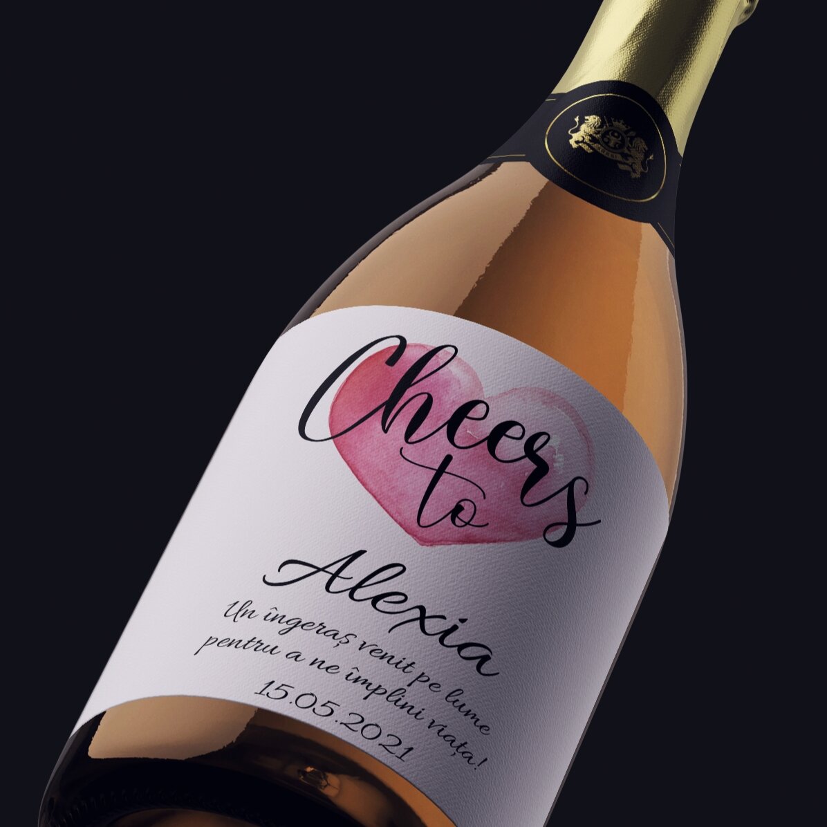 Προσωποποιημένο αφρώδες κρασί με κείμενο - Cheers to...