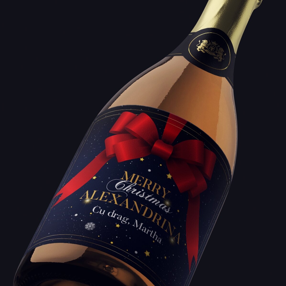 Προσωποποιημένο αφρώδες κρασί με κείμενο - Glamorous Christmas
